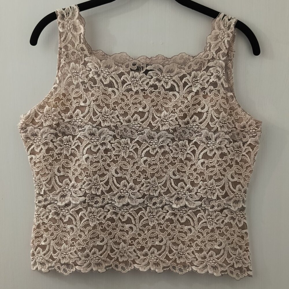 Karen Kane Floral Lace Square Neck Stretch Nude Camisole/Tank - Women's M-L